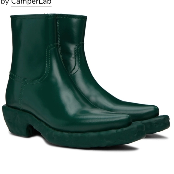 CamperLab Venga Unisex Green Leather Ankle Boots - Picture 1 of 10